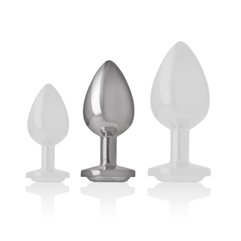 INTENSE - PLUG ANAL EN ALUMINIUM MÉTALLISÉ AVEC CRISTAL ARGENTÉ, TAILLE M