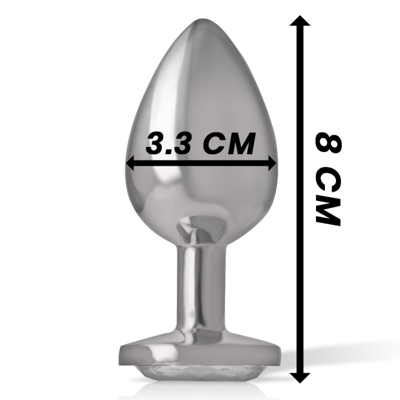 INTENSE - PLUG ANAL EN ALUMINIUM MÉTALLISÉ AVEC CRISTAL ARGENTÉ, TAILLE M