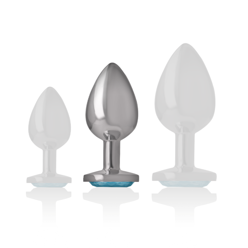 INTENSE - PLUG ANAL EN MÉTAL D'ALUMINIUM AVEC VERRE BLEU, TAILLE M