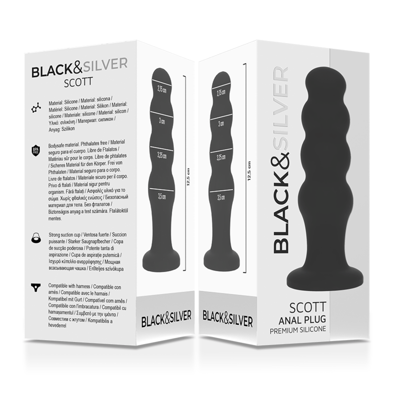 BLACK&SILVER - PLUG ANAL EN SILICONE PREMIUM SCOTT NOIR