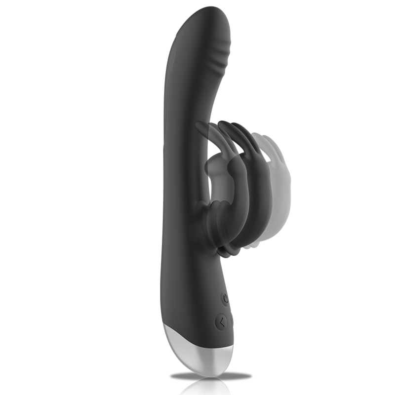 NOIR&ARGENT - STIMULATEUR LAPIN EN SILICONE RECHARGEABLE DJ. ADAM NOIR