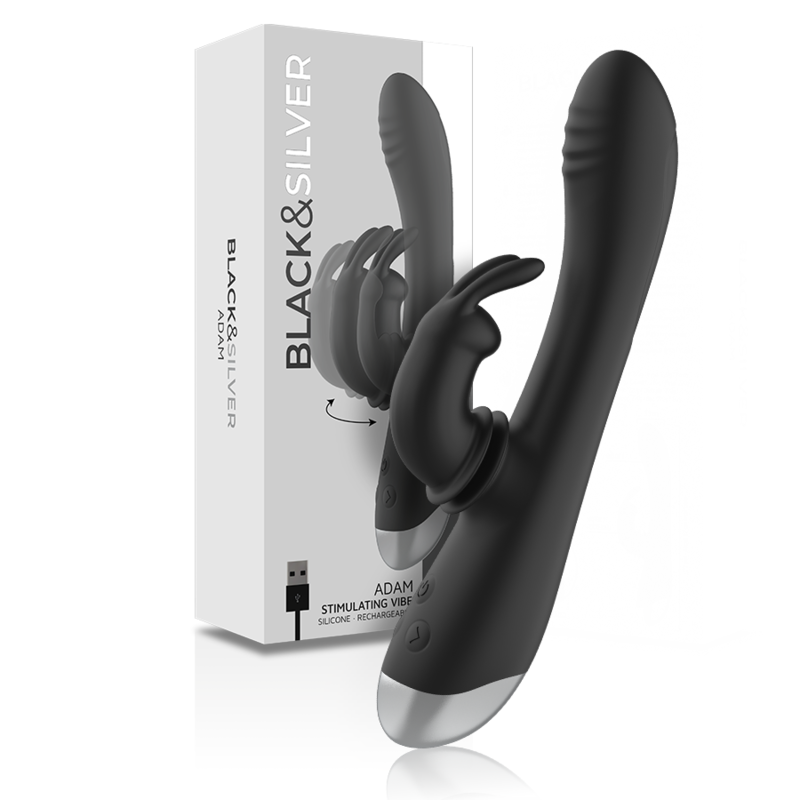 NOIR&ARGENT - STIMULATEUR LAPIN EN SILICONE RECHARGEABLE DJ. ADAM NOIR