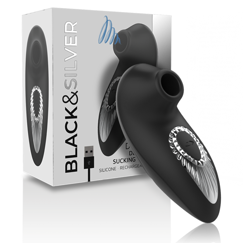 BLACK&SILVER - DRAKE DELUXE VIBREUR SUCEUR RECHARGEABLE EN SILICONE NOIR