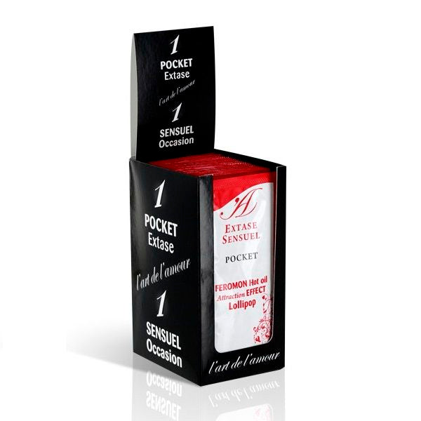 EXTASE SENSUAL - HUILE DE MASSAGE EFFET CHAUD PHÉROMONES LOLLIPOP 10 ML