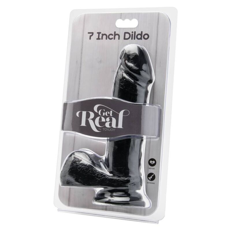 GET REAL - DILDO 18 CM AVEC DES COUILLES NOIRES