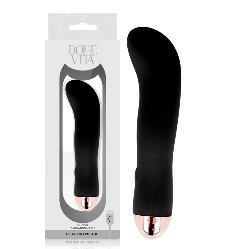 DOLCE VITA - VIBROMASSEUR RECHARGEABLE DOUBLE NOIR 7 VITESSES