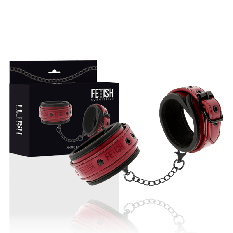 FETISH SOUMISSE DARK ROOM - MENOTTES DE CHEVILLE EN CUIR VÉGÉTALIEN AVEC DOUBLURE EN NÉOPRÈNE