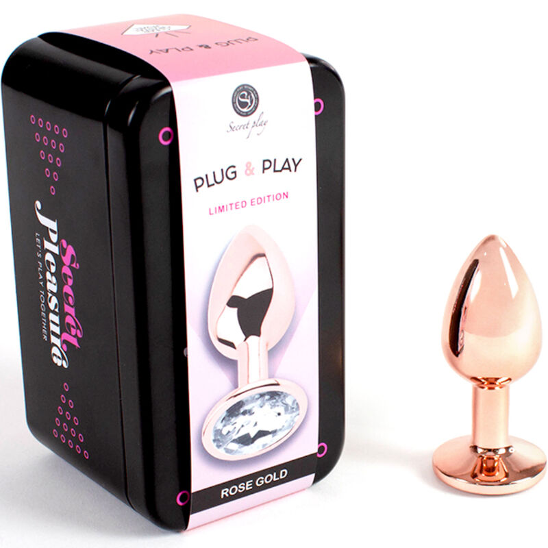 SECRETPLAY - PLUG ANAL MÉTAL OR ROSE, PETITE TAILLE 7 CM
