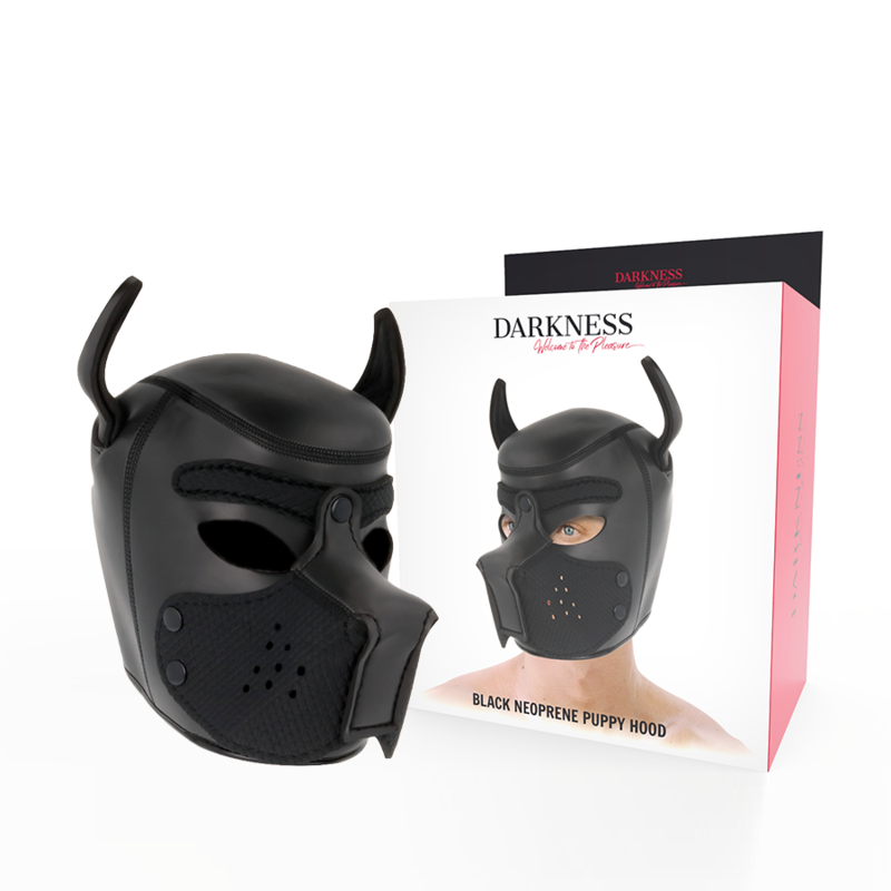 DARKNESS - MASQUE DE CHIEN EN NÉOPRÈNE AVEC MUSELIÈRE AMOVIBLE