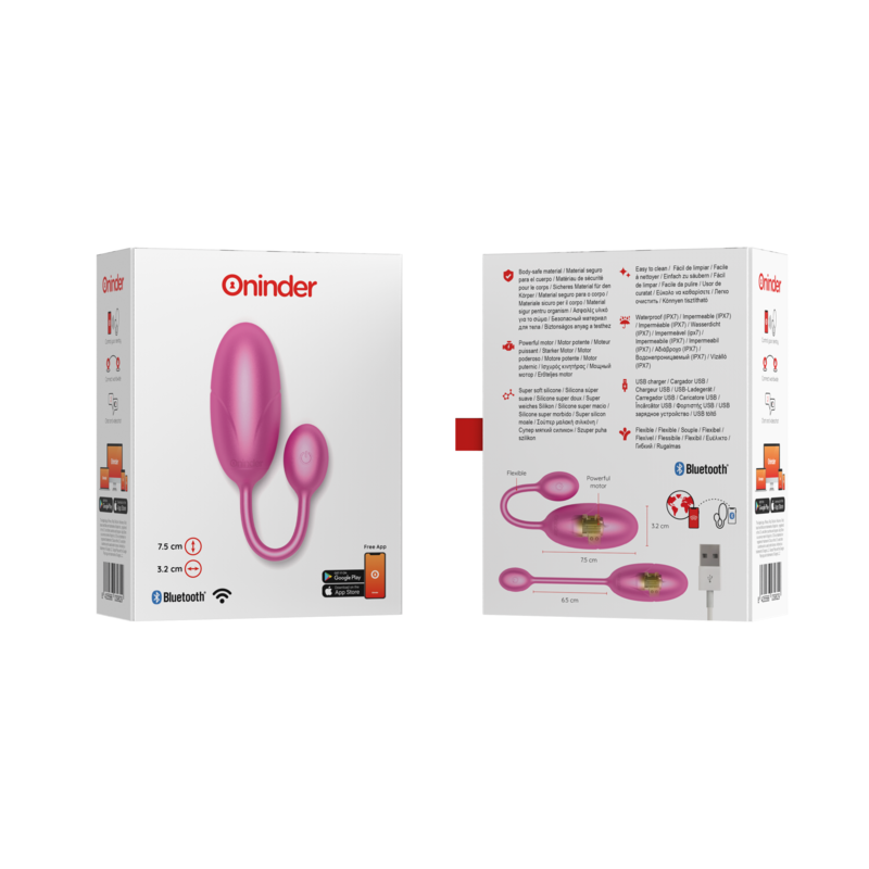 ONINDER - TOKYO OEUF VIBRANT ROSE 7,5 X 3,2 CM - APPLICATION GRATUITE