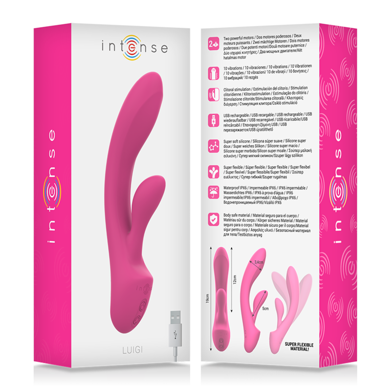 INTENSE - VIBREUR LAPIN LUIGI SILICONE LIQUIDE ROSE