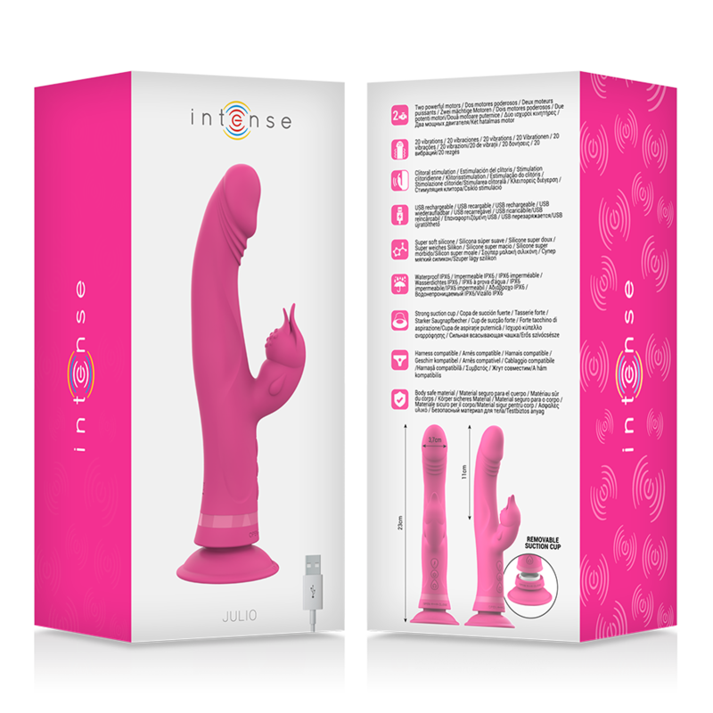 INTENSE - VIBREUR LAPIN JULIO SILICONE ROSE