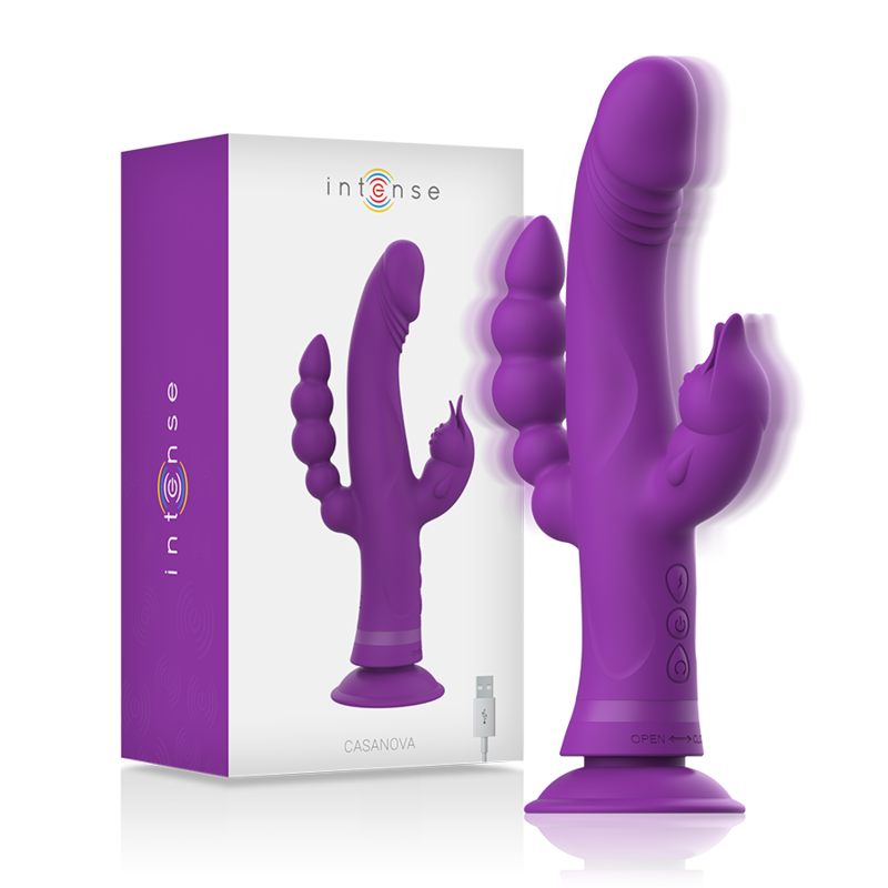 INTENSE - VIBRATEUR EN SILICONE CASANOVA RABBIT À TROIS MOTEURS VIOLET