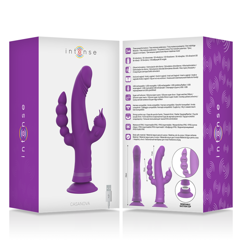 INTENSE - VIBRATEUR EN SILICONE CASANOVA RABBIT À TROIS MOTEURS VIOLET