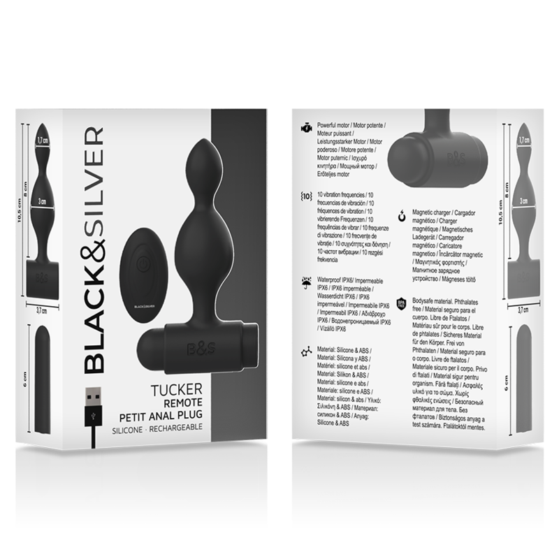 BLACK&SILVER - TUCKER PLUG ANAL EN SILICONE AVEC TÉLÉCOMMANDE