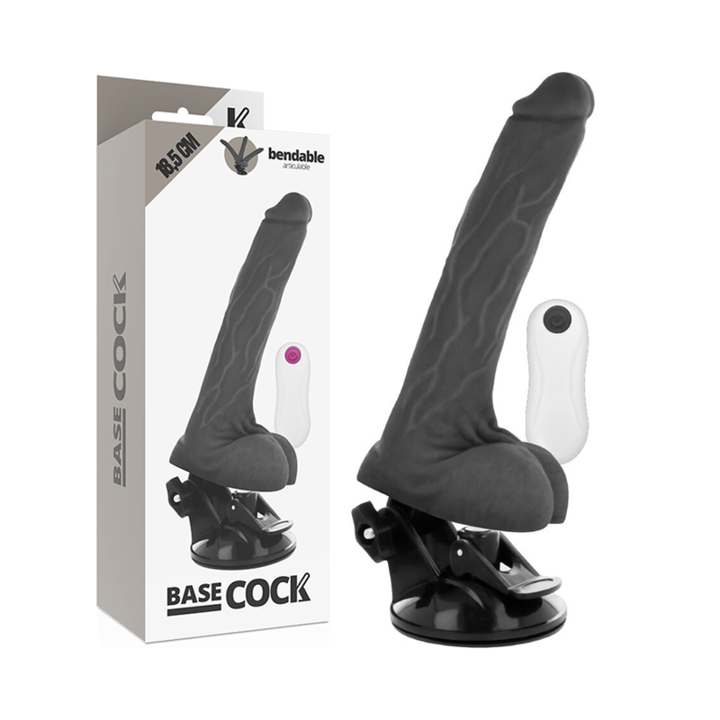 BASECOCK - VIBRADOR REALÍSTICO ARTICULABLE CONTROL REMOTO NATURAL 18.5 CM -O- 4 CM