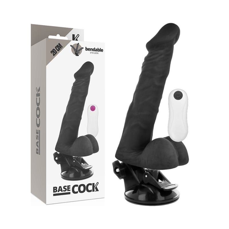 BASECOCK - VIBROMASSEUR RÉALISTE ARTICULÉ TÉLÉCOMMANDE NATUREL 20 CM -OU- 4.5 CM