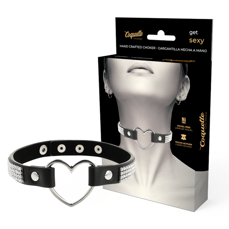 COQUETTE CHIC DESIRE - COLLIER EN CUIR VÉGÉTALIEN AVEC COEUR