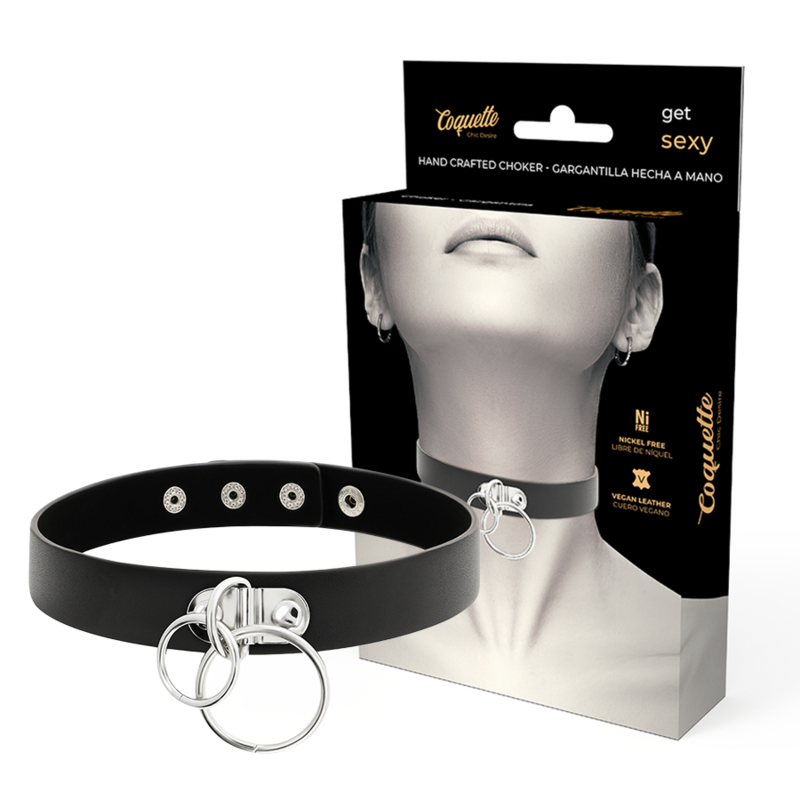 COQUETTE CHIC DESIRE - COLLIER DOUBLE ANNEAU EN CUIR VEGAN
