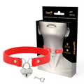 COQUETTE CHIC DESIRE - COLLIER ROUGE EN CUIR VEGAN AVEC ACCESSOIRE CŒUR ET CLÉ