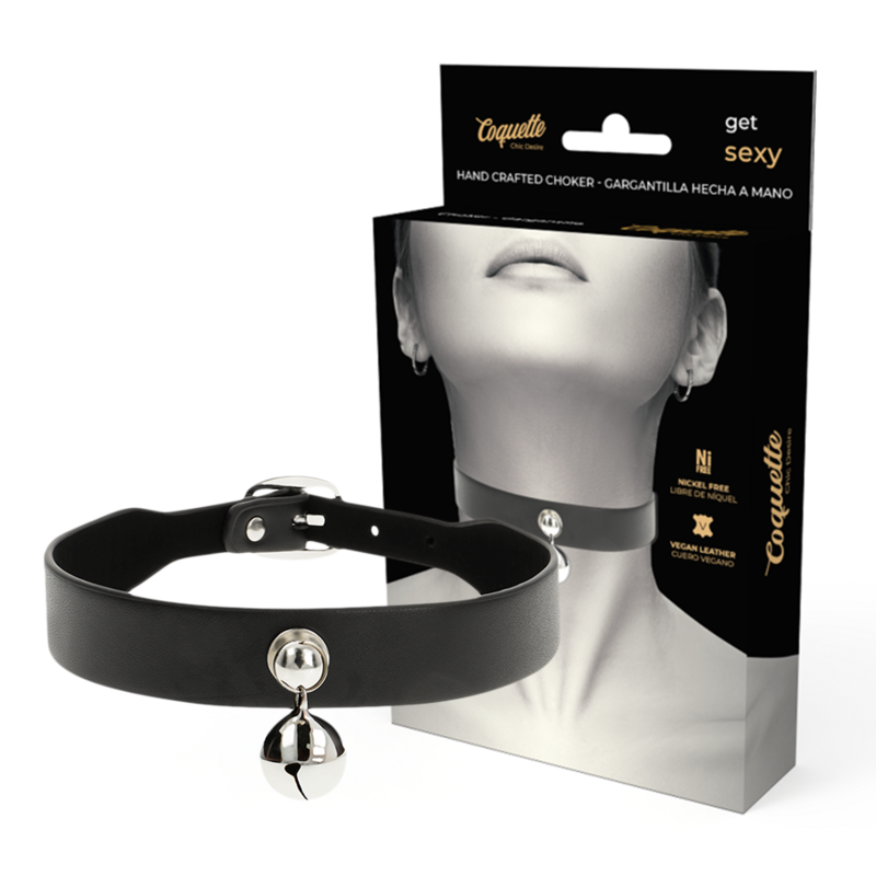 COQUETTE CHIC DESIRE - COLLIER EN CUIR VÉGÉTALIEN POUR FEMMES ACCESSOIRE CLOCHETTE