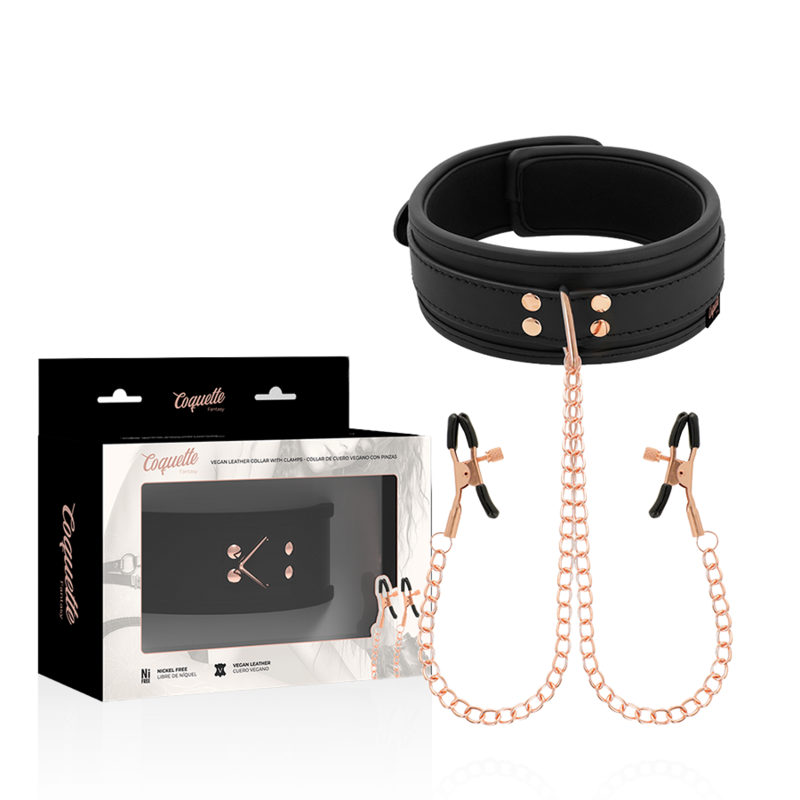 COQUETTE CHIC DESIRE - COLLIER AVEC PINCES À SEINS FANTAISIE ET DOUBLURE EN NÉOPRÈNE