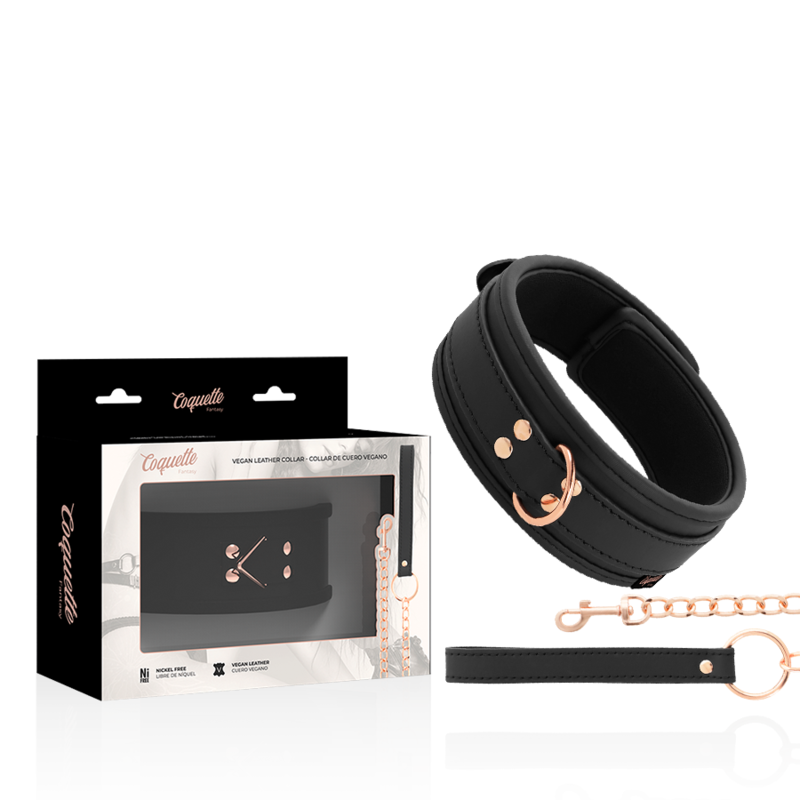 COQUETTE CHIC DESIRE - COLLIER FANTAISIE EN CUIR VÉGÉTALIEN AVEC SANGLE ET DOUBLURE EN NÉOPRÈNE