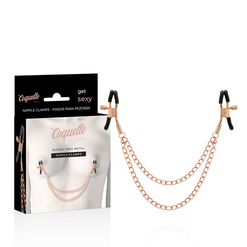 COQUETTE CHIC DESIRE - SERRE-NIPPLES FANTAISIE EN MÉTAL AVEC CHAÎNE