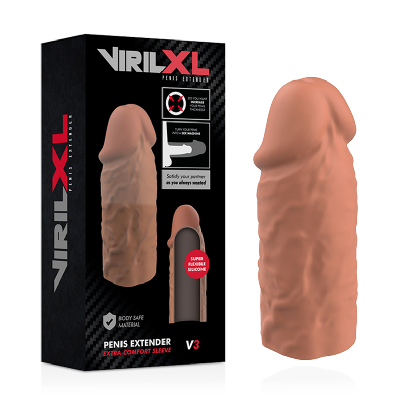 VIRILXL - ALLONGE PÉNIS EN SILICONE LIQUIDE MARRON V3