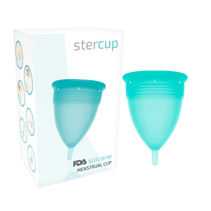 STERCUP - COUPE MENSTRUELLE EN SILICONE DE QUALITÉ ALIMENTAIRE AQUAMARINE - TAILLE S