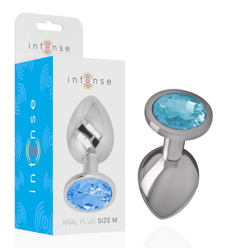 INTENSE - PLUG ANAL EN MÉTAL D'ALUMINIUM AVEC VERRE BLEU, TAILLE M
