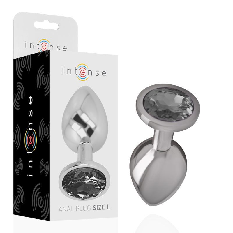 INTENSE - PLUG ANAL EN MÉTAL D'ALUMINIUM AVEC VERRE NOIR, TAILLE L