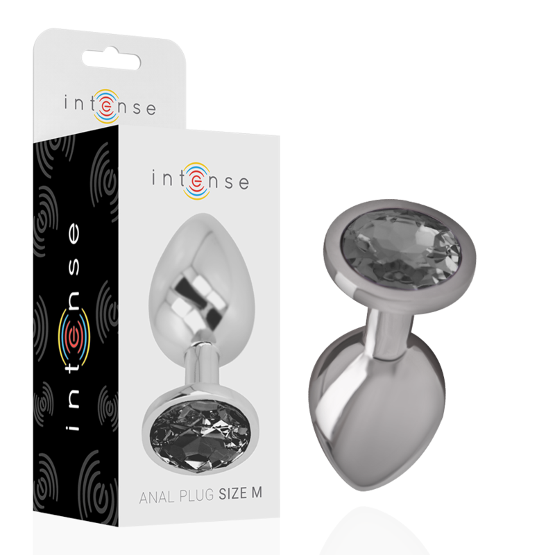 INTENSE - PLUG ANAL EN MÉTAL D'ALUMINIUM AVEC VERRE NOIR, TAILLE M