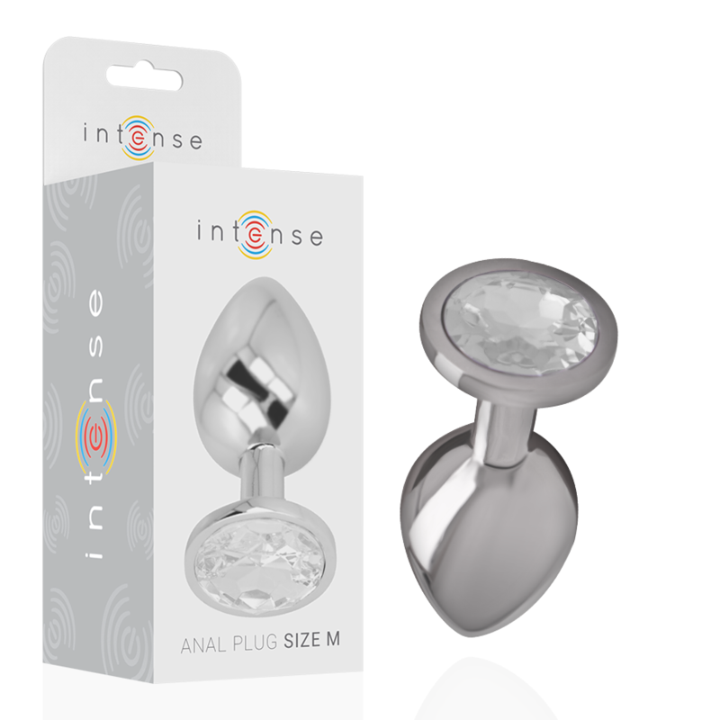INTENSE - PLUG ANAL EN ALUMINIUM MÉTALLISÉ AVEC CRISTAL ARGENTÉ, TAILLE M