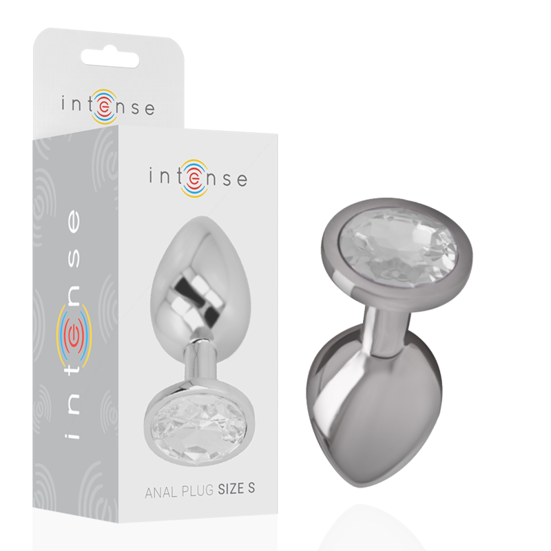 INTENSE - PLUG ANAL EN MÉTAL D'ALUMINIUM AVEC CRISTAL ARGENTÉ, TAILLE S