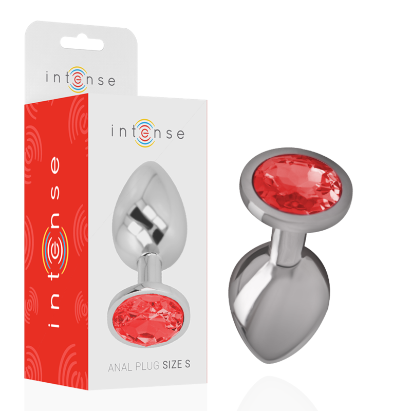 INTENSE - PLUG ANAL EN ALUMINIUM MÉTAL AVEC CRISTAL ROUGE, TAILLE S