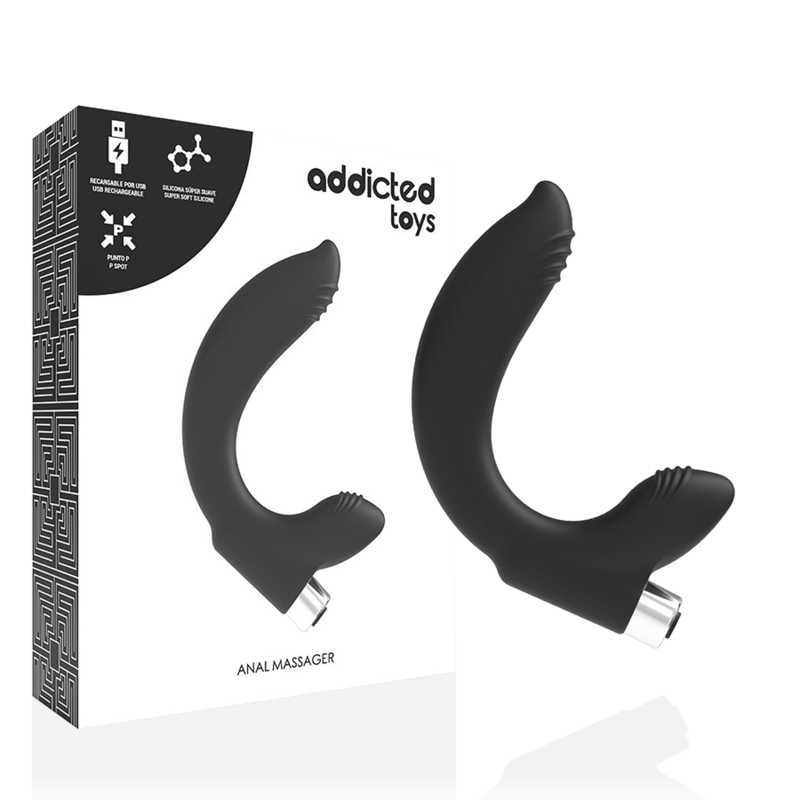 ADDICTED TOYS - VIBREUR DE PROSTATE RECHARGEABLE. MODÈLE 7 - NOIR