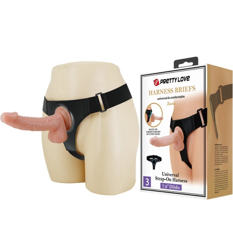 PRETTY LOVE - HARNAIS-CULOTTE HARNAIS UNIVERSEL AVEC GODEMICHET KEVIN 19 CM NATUREL