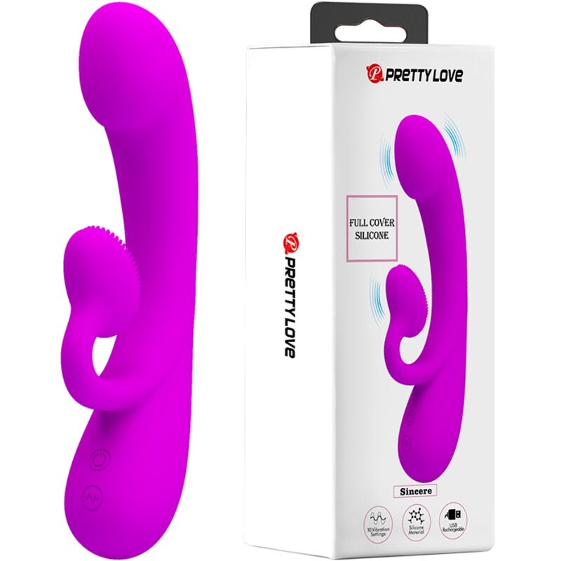 PRETTY LOVE - VIBROMASSEUR CLITORIDIEN ET SUCEUR EN SILICONE SINCERE VIOLET