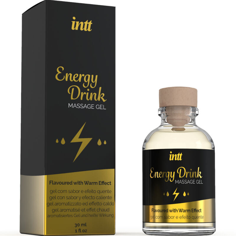 INTT MASSAGE & ORAL SEX - GEL DE MASSAGE AU GOÛT DE BOISSON ÉNERGISANTE ET EFFET CHAUFFANT