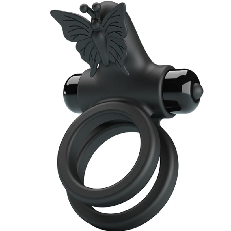 PRETTY LOVE - ANNEAU VIBRANT DOUBLE AVEC STIMULATEUR NOIR