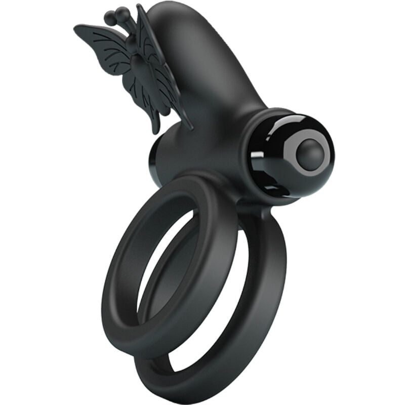 PRETTY LOVE - ANNEAU VIBRANT DOUBLE AVEC STIMULATEUR NOIR