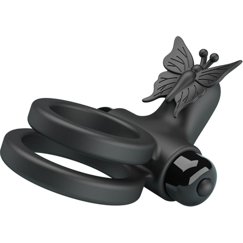 PRETTY LOVE - ANNEAU VIBRANT DOUBLE AVEC STIMULATEUR NOIR