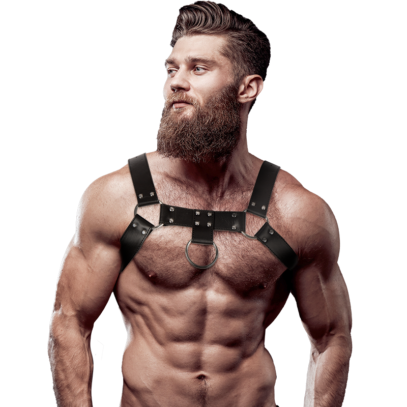 ATTITUDE FÉTICHE SOUMISE - HARNAIS DE POITRINE EN CUIR VÉGÉTALIEN POUR HOMME