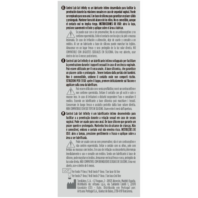 CONTROL - LUBRIFIANT À BASE DE SILICONE INFINITY 75 ML