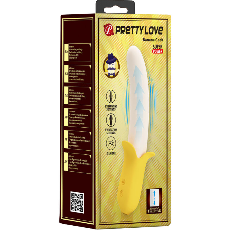 PRETTY LOVE - BANANA GEEK SUPER POWER 7 VIBRATIONS HAUT&BAS SILICONE NOIR
