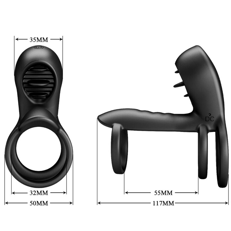 PRETTY LOVE - JAMMY GAINE DE PÉNIS 12 VIBRATIONS AVEC LANGUE EN SILICONE RECHARGEABLE