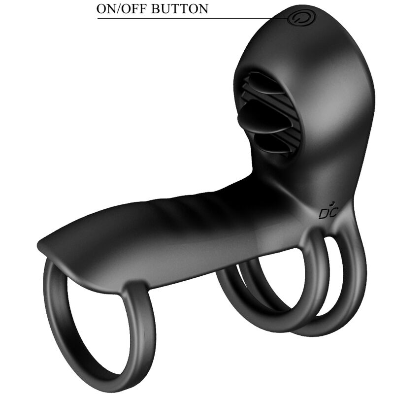 PRETTY LOVE - JAMMY GAINE DE PÉNIS 12 VIBRATIONS AVEC LANGUE EN SILICONE RECHARGEABLE