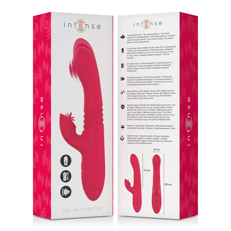 INTENSE - DUA VIBROMASSEUR MULTIFONCTION RECHARGEABLE HAUT ET BAS AVEC LANGUE ROUGE
