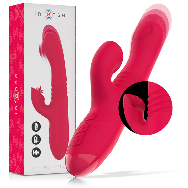 INTENSE - DUA VIBROMASSEUR MULTIFONCTION RECHARGEABLE HAUT ET BAS AVEC LANGUE ROUGE